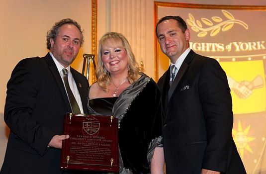 (L- R) Dinner Chairman, Declan Connelly, Dr. Kathy Reilly Fallon, and Thomas J. Petersen, President of the Knights of York